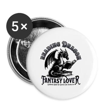 Dragon Fantasy Book World - Buttons small 1''/25 mm (5-pack) - white - Front