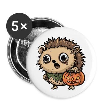 hérisson Halloween bande dessinée drôle - Lot de 5 petits badges (25 mm) - blanc - Devant
