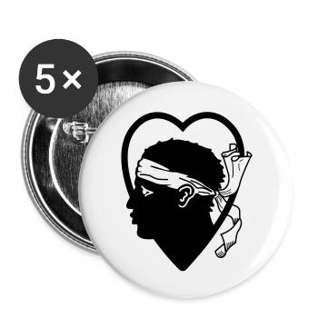 Corse de cœur - Lot de 5 petits badges (25 mm) - blanc - Devant