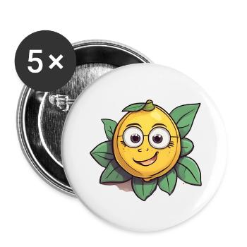 Zitrone Zitrus Frucht Obst - Buttons klein 25 mm (5er Pack) - Weiß - Vorne