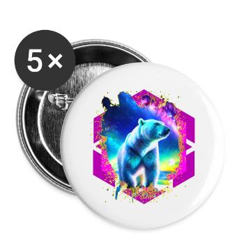 Abstract Stellar Bear - Buttons small 1''/25 mm (5-pack) - white - Front