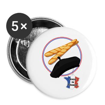Made in france - Lot de 5 petits badges (25 mm) - blanc - Devant