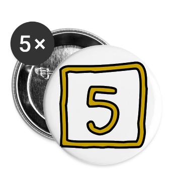 5. JUBILÄUM. 5 JAHRE. 5-JÄHRIGES JUBILÄUM - Buttons klein 25 mm (5er Pack) - Weiß - Vorne