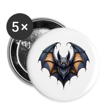 Wilde, wütende, kämpferische, kämpferische, motivierende Fledermaus - Buttons klein 25 mm (5er Pack) - Weiß - Vorne