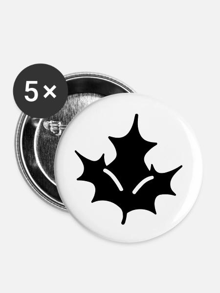 Stechpalme - Buttons klein 25 mm (5er Pack) - Weiß