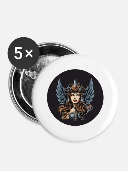 Kriegerin - Buttons klein 25 mm (5er Pack) - Weiß