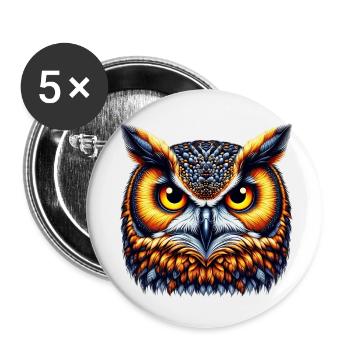 Eule - Buttons klein 25 mm (5er Pack) - Weiß - Vorne