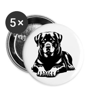 Rottweiler - Lot de 5 petits badges (25 mm) - blanc - Devant