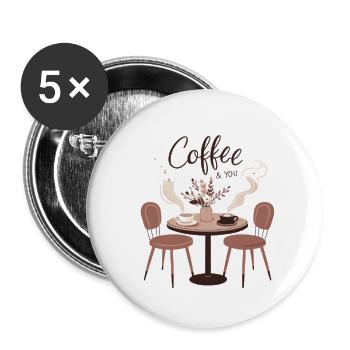 French Coffee - Lot de 5 petits badges (25 mm) - blanc - Devant