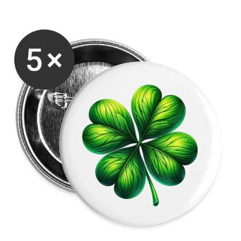 Trèfle à quatre feuilles - Lot de 5 petits badges (25 mm) - blanc - Devant