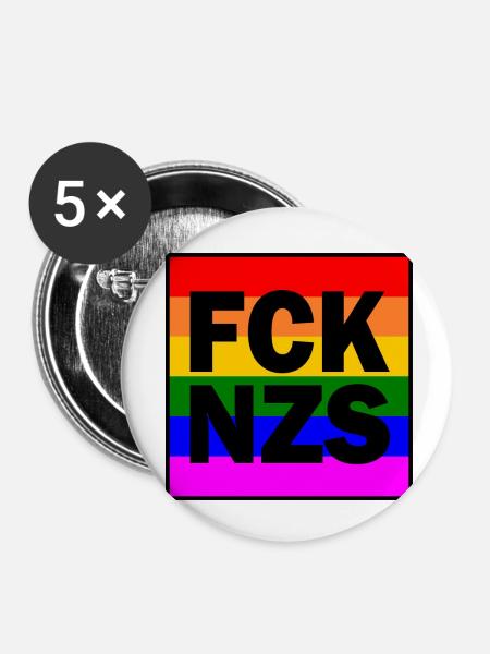 Fck nzs - Buttons klein 25 mm (5er Pack) - Weiß