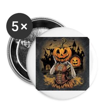 Steampunk Halloween Dame - Lot de 5 petits badges (25 mm) - blanc - Devant