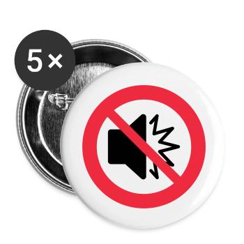 No sound - silent - mute - do not disturb - autism - Buttons small 1''/25 mm (5-pack) - white - Front