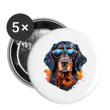 Gordon Setter avec lunettes de soleil - Lot de 5 petits badges (25 mm) - blanc - Devant