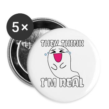 Süßes Gespenst Lustiger Spruch Halloween Comic - Buttons klein 25 mm (5er Pack) - Weiß - Vorne