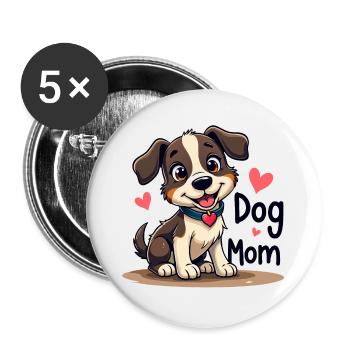 MAMAN CHIEN - Lot de 5 petits badges (25 mm) - blanc - Devant