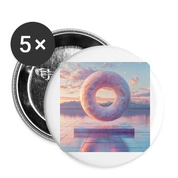 3D Levitating Donut - Buttons small 1''/25 mm (5-pack) - white - Front