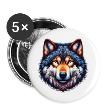 Wolf - Buttons klein 25 mm (5er Pack) - Weiß - Vorne