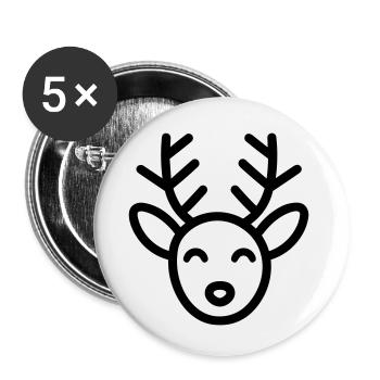 renne - Lot de 5 petits badges (25 mm) - blanc - Devant