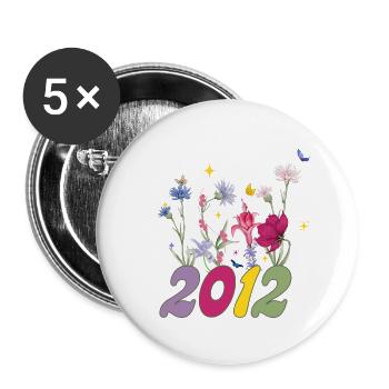 Year of birth 2012 wildflowers - Buttons small 1''/25 mm (5-pack) - white - Front
