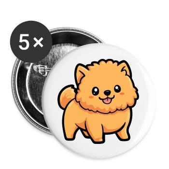 Chow Chow Chien Bande dessinée Mignon - Lot de 5 petits badges (25 mm) - blanc - Devant