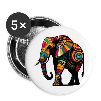 Elephant - Buttons small 1''/25 mm (5-pack) - white - Front
