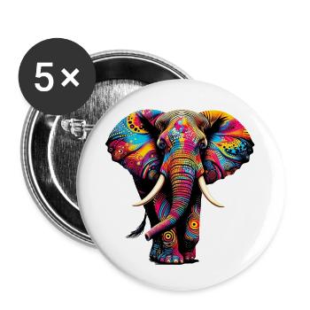 Elephant - Buttons small 1''/25 mm (5-pack) - white - Front