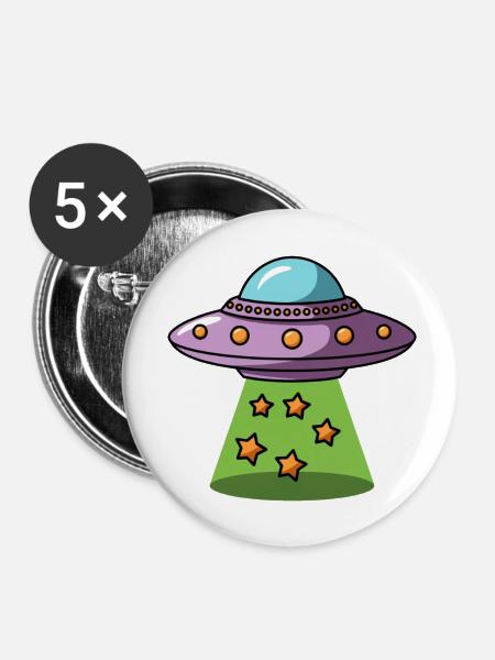 Ufo - Buttons klein 25 mm (5er Pack) - Weiß