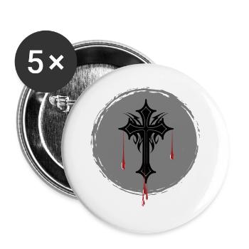 Gotisches Kreuz - Buttons klein 25 mm (5er Pack) - Weiß - Vorne