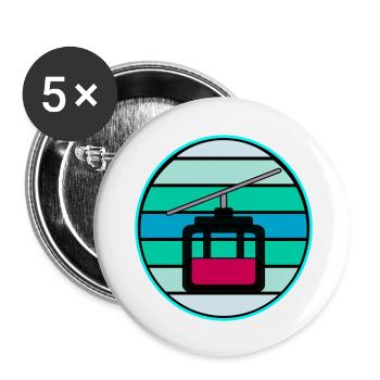 TÉLÉCABINE RÉTRO SKI SKI HIVER - Lot de 5 petits badges (25 mm) - blanc - Devant