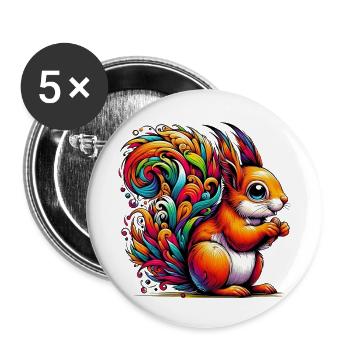 Eichhörnchen - Buttons klein 25 mm (5er Pack) - Weiß - Vorne