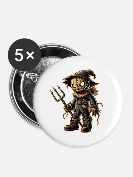 Vogelscheuche - Buttons klein 25 mm (5er Pack) - Weiß