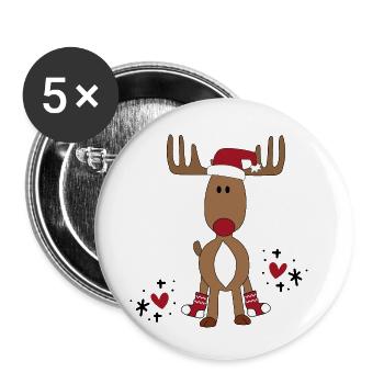 Orignal super mignon pour Noël - Lot de 5 petits badges (25 mm) - blanc - Devant