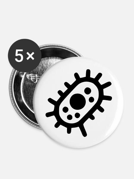 Bakterien - Buttons klein 25 mm (5er Pack) - Weiß