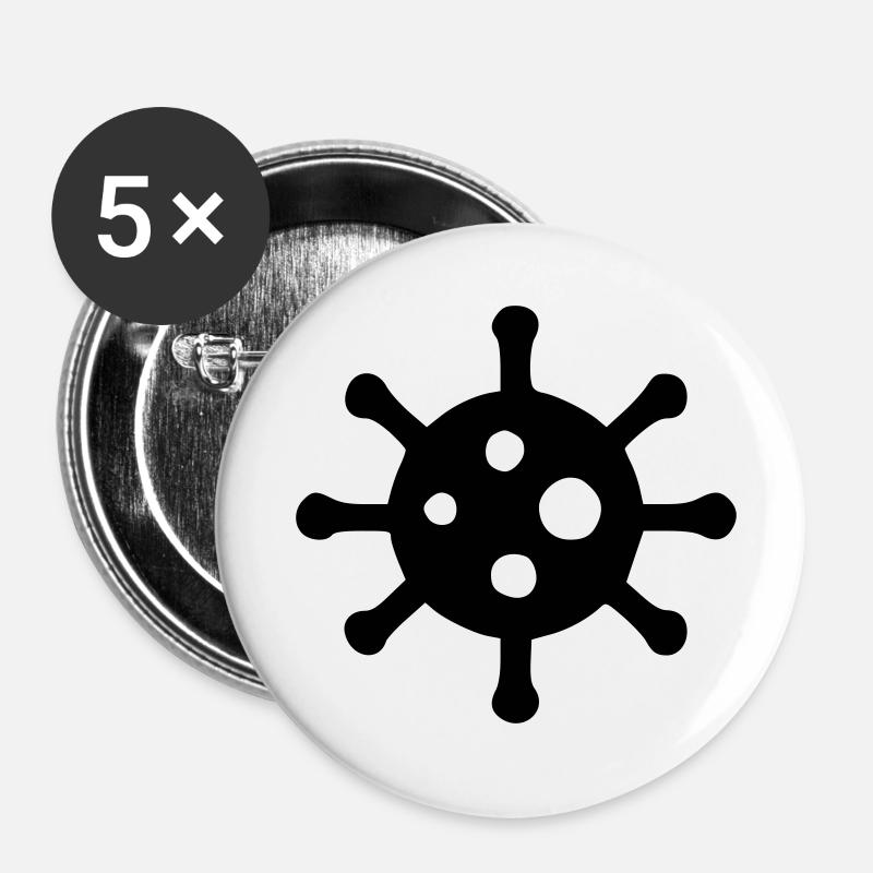 Virus - Lot de 5 petits badges (25 mm) - blanc