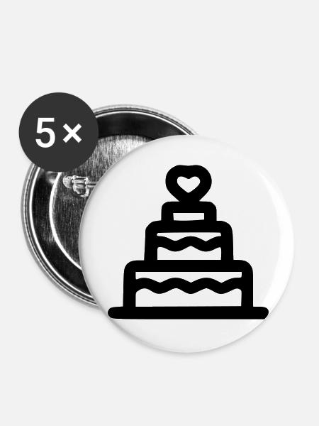 Herz-Torte - Buttons klein 25 mm (5er Pack) - Weiß