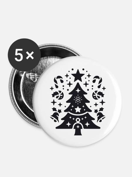 Christmas - Buttons klein 25 mm (5er Pack) - Weiß