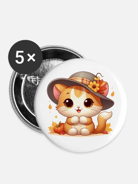 Herbst Kat3 - Buttons klein 25 mm (5er Pack) - Weiß