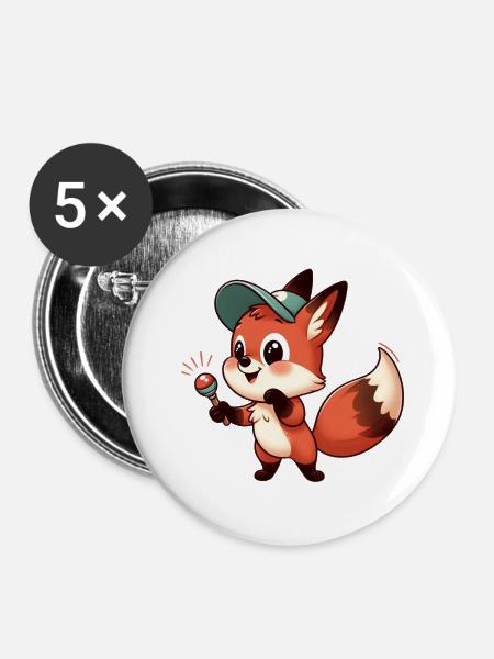 FOX 4 - Buttons klein 25 mm (5er Pack) - Weiß