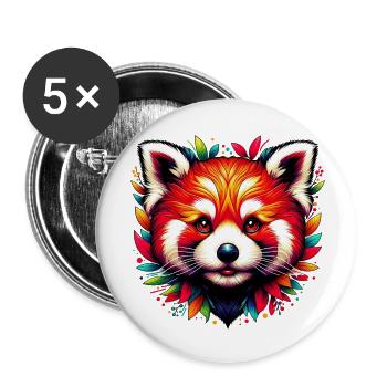 Kleiner Panda - Buttons klein 25 mm (5er Pack) - Weiß - Vorne
