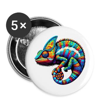 Chamäleon - Buttons klein 25 mm (5er Pack) - Weiß - Vorne