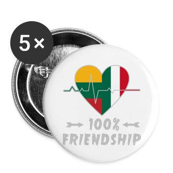 Lithuania and Italy 100% friendship - Buttons small 1''/25 mm (5-pack) - white - Front