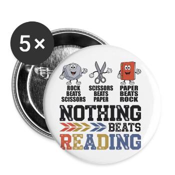 Nothing Beats Reading Book Librarian | funny kids - Buttons small 1''/25 mm (5-pack) - white - Front