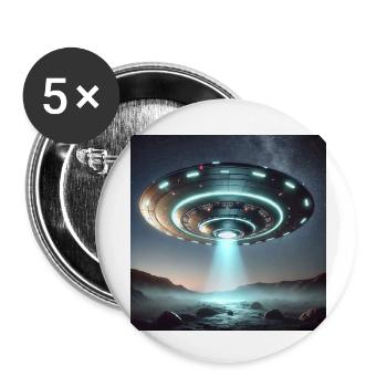 OVNI - Lot de 5 petits badges (25 mm) - blanc - Devant