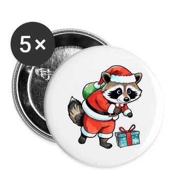Waschbär Weihnachten Wasserfarben - Buttons klein 25 mm (5er Pack) - Weiß - Vorne