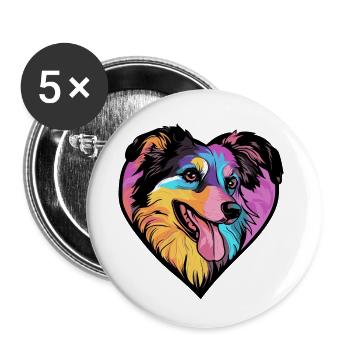 Samoyed Dog Heart Dog Love - Buttons small 1''/25 mm (5-pack) - white - Front