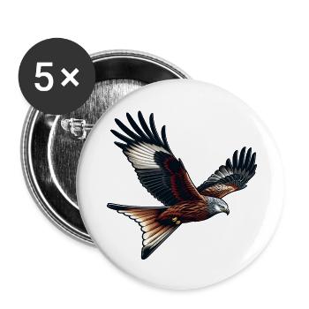 Milan royal Milvus Milvus oiseau de proie - Lot de 5 petits badges (25 mm) - blanc - Devant