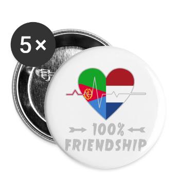 100 % amitié entre l'Érythrée et les Pays-Bas - Lot de 5 petits badges (25 mm) - blanc - Devant