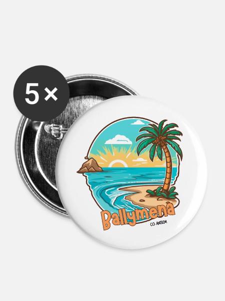 Ballymena, Grafschaft Antrim - Buttons klein 25 mm (5er Pack) - Weiß