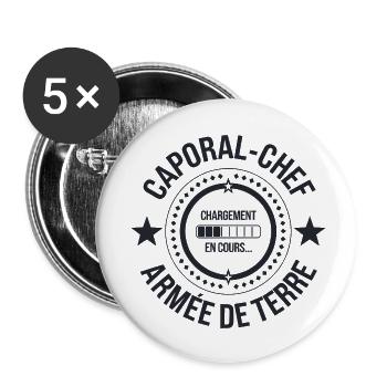 Caporal-Chef chargement en cours... - Lot de 5 petits badges (25 mm) - blanc - Devant